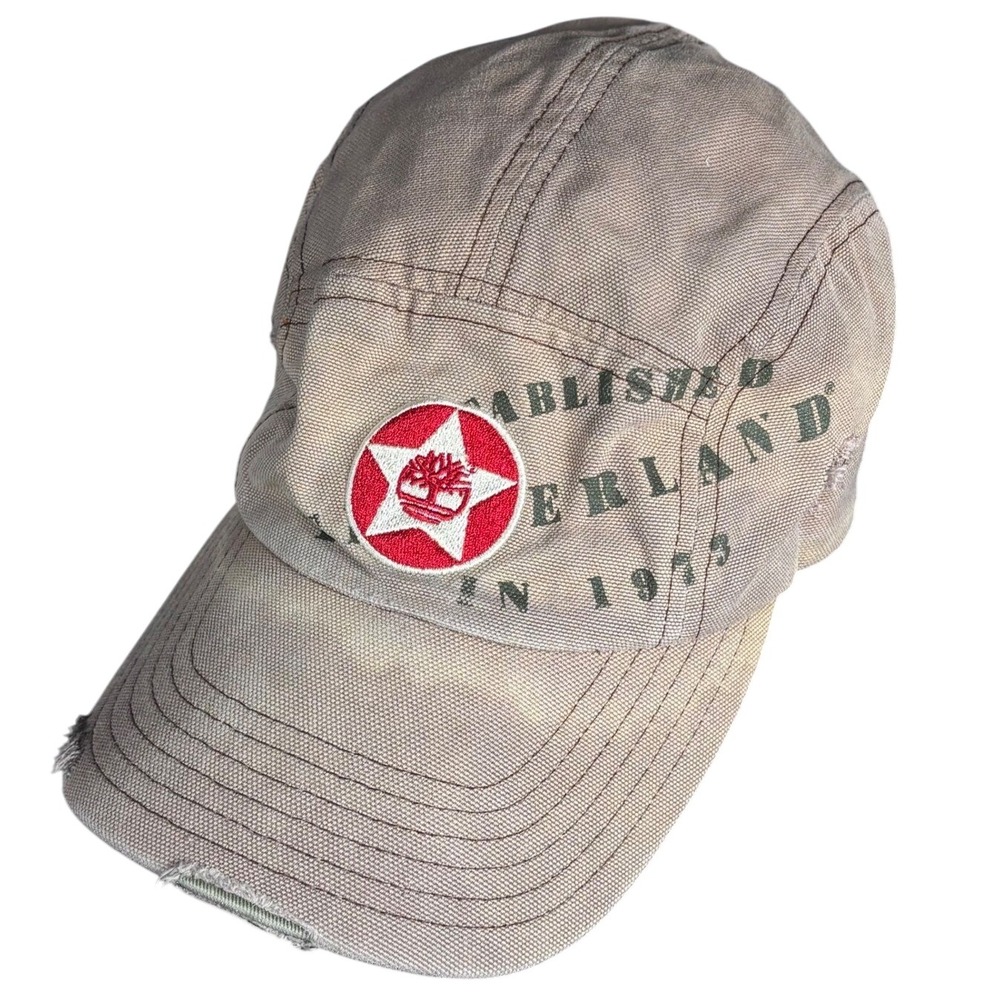 Vintage Timberland Hat Taupe Army Green Distressed Gorpcore Streetwear Military